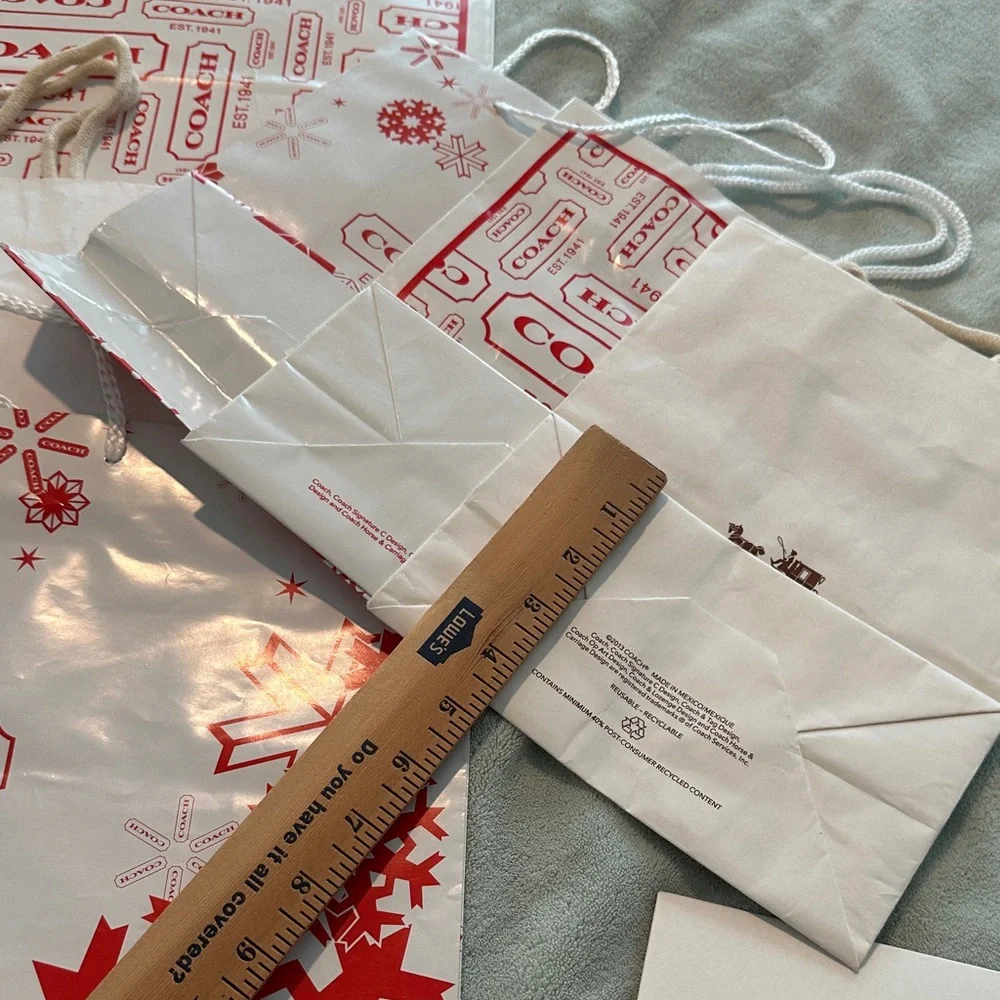 Bundle of 8 Coach Red & White Gift Bag Collection